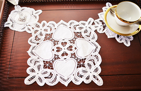 Square Happy Hearts Doilies